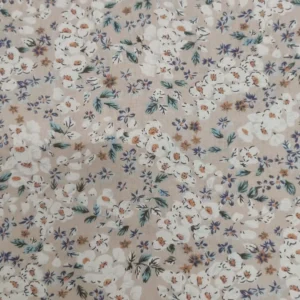 Tecido 100% Algodão | Estampado | Floral (Fundo Bege)