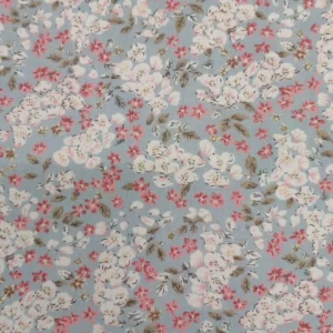 Tecido 100% Algodão | Estampado | Floral (Fundo Azul)