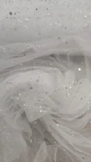 Tulle com Brilhantes | Extra Brilho | Carnaval | Branco/Prata