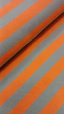 Tecido Loneta  | Estampado | Riscas (2cm) | Laranja/Azul Ganga