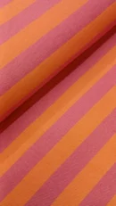 Tecido Loneta  | Estampado | Riscas (2cm) | Laranja/Rosa Fúcsia