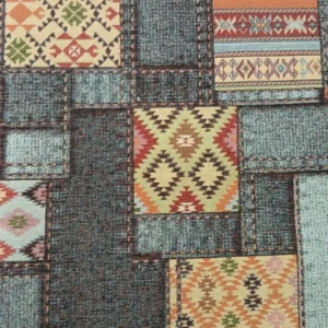 Tecido Decoração | Gobelina Jacquard | Jeans Patchwork