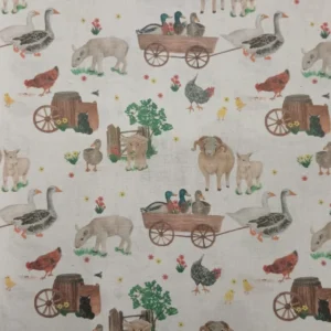 Tecido 100% Algodão | Estampado Infantil | Animais da Quinta
