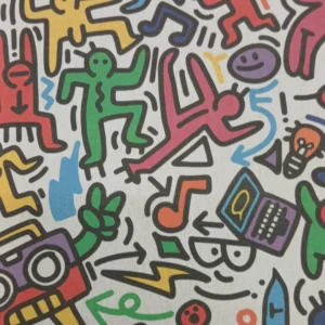 Tecido Sarjado | 100% Algodão | Estampado | Cartoon Keith Haring