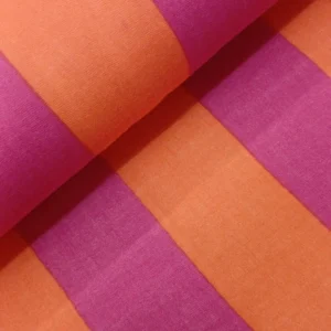 Musselinas | Algodão Orgânico | Estampado | Riscas Laranja/Fucsia (6cm)