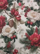 Tecido Decoração | 100% Algodão | Half Panamá | Estampado Digital | Natal | Floral