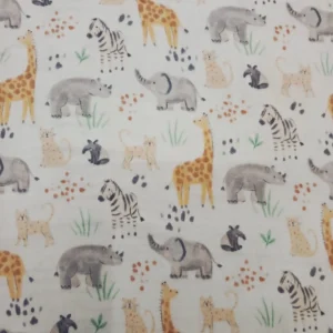 Musselinas | Algodão Orgânico | Estampado Infantil | Animais da Selva