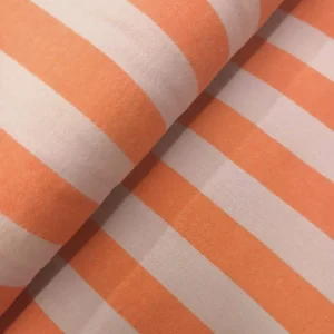 Tecido 100% Algodão | Fio Tingido | Estampado | Riscas Laranja/Lavanda