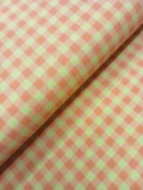 Tecido 100% Algodão | Estampado | Vichy Amarelo/Coral
