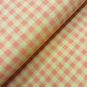 Tecido 100% Algodão | Estampado | Vichy Amarelo/Coral