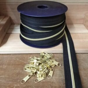 Fecho Zipper | Malha 3 | Preto | Ouro 100