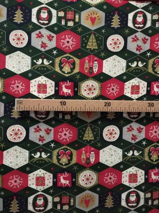 Fabric 100% Cotton | Father Christmas | Christmas tree