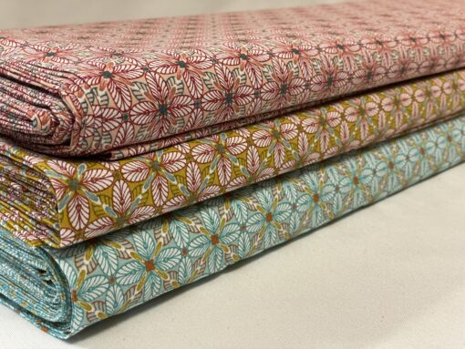 Tecido Algodão | Estampado | Coleção Monique | Fundo Coral - Image 3