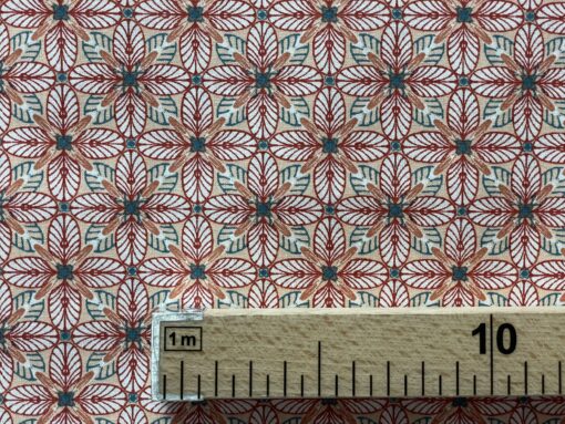 Tecido Algodão | Estampado | Coleção Monique | Fundo Coral - Image 2