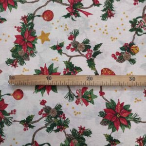 Tecido Loneta  | Natal  | Flor de Natal