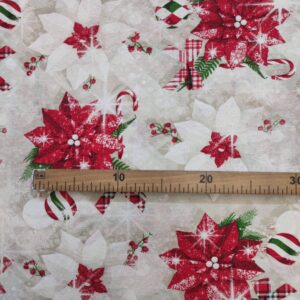 Tecido Loneta  | Natal  | Flor de Natal