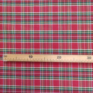 Tecido Loneta  | Natal | Lurex  Dourado | Xadrez Vermelho