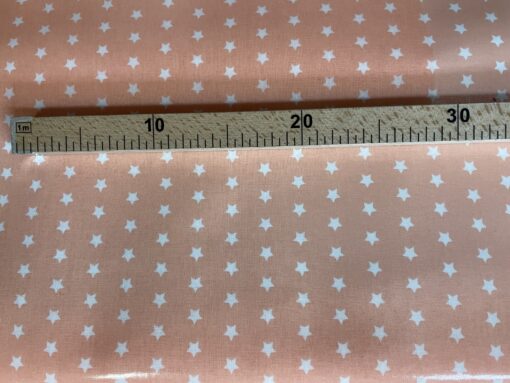 Plasticised Fabrics | Basic | White Star | Coral Background