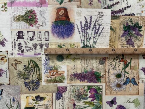 Tecido Loneta |  Estampado | Floral | Lavanda